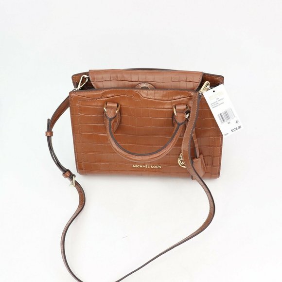 Michael Kors Zoe Medium Embossed Leather Satchel Chestnut - Picture 6 of 9